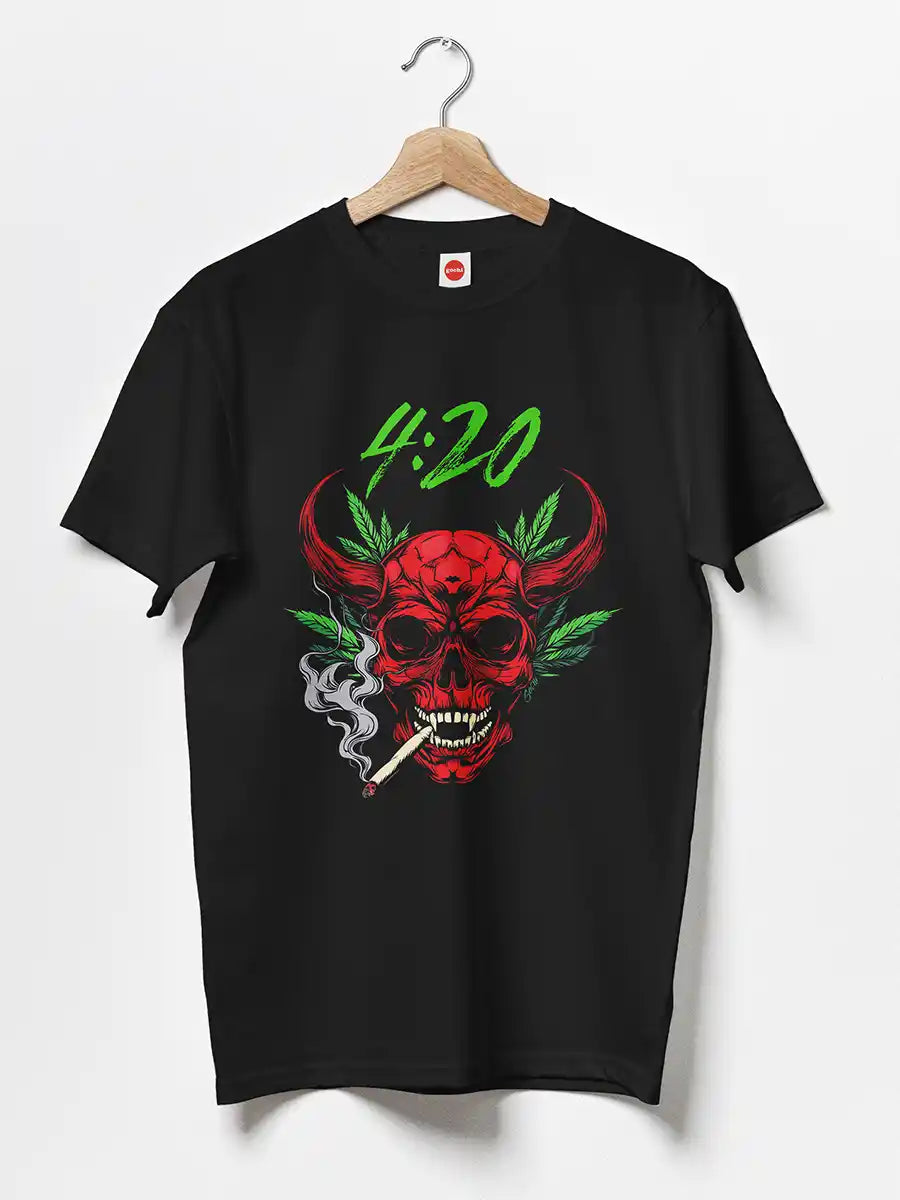 420 - Red Skull - Black Men's T-Shirt