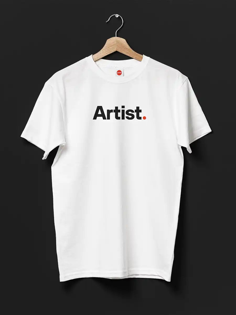 Artist - White - Minimalist Men's Cotton T-Shirt