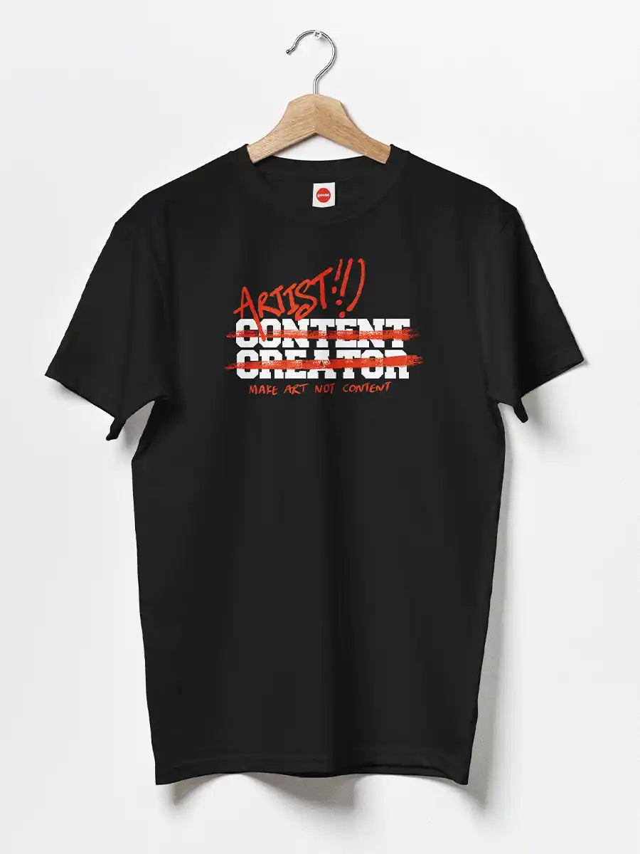 Artist, not Content Creator - Men's Black Cotton T-Shirt