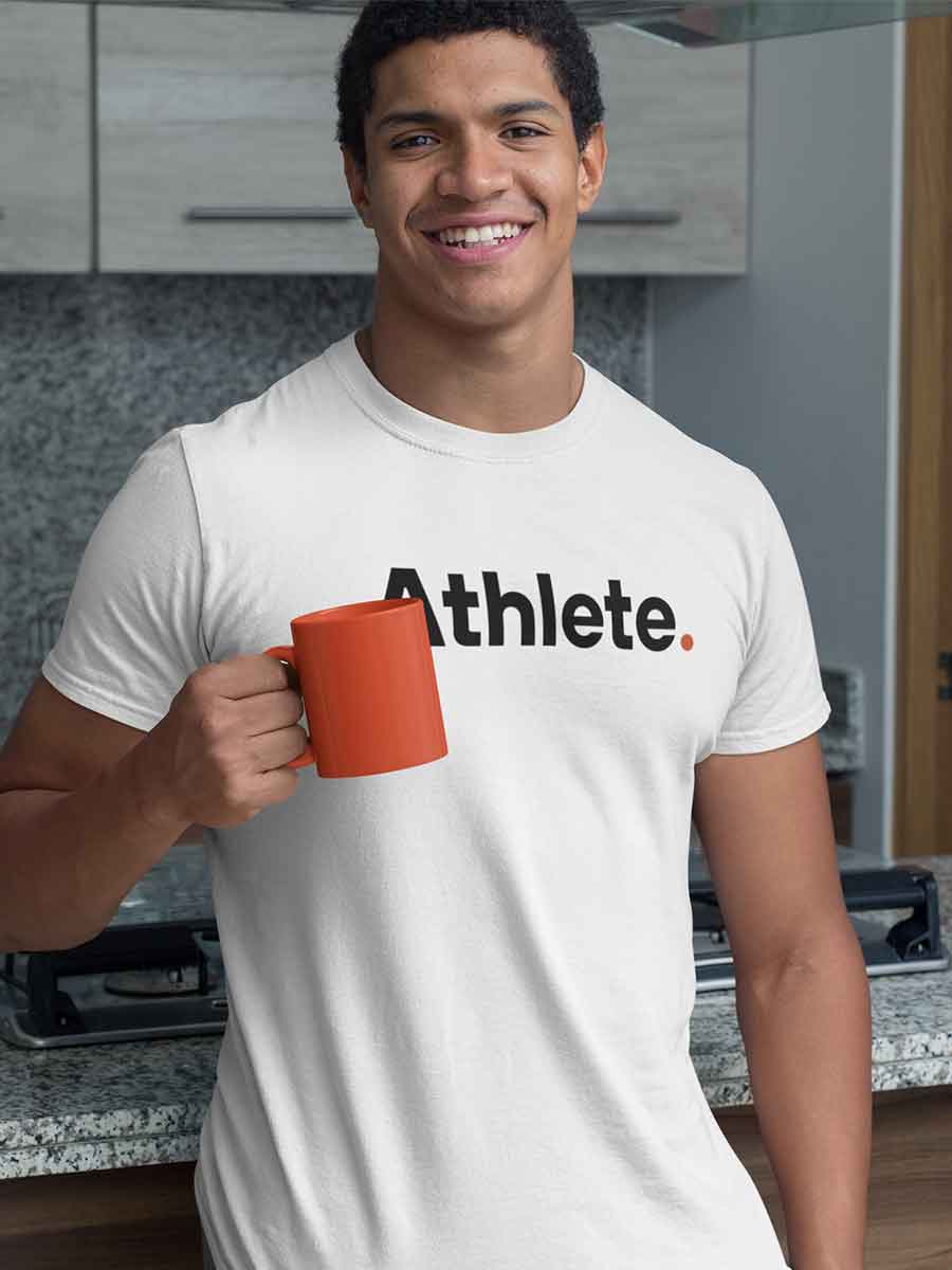 Man wearing Athlete - Minimalist White Cotton T-Shirt