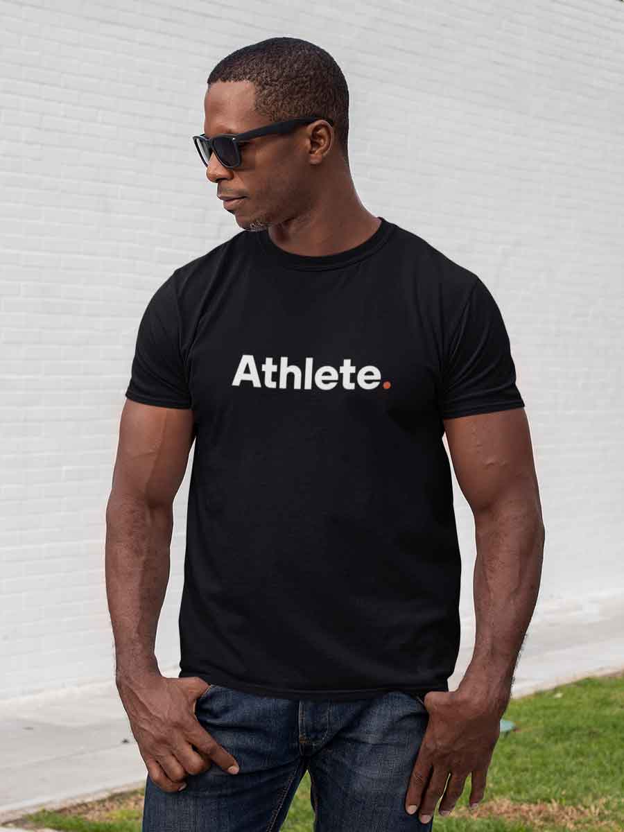Man wearing Athlete - Minimalist Black Cotton T-Shirt
