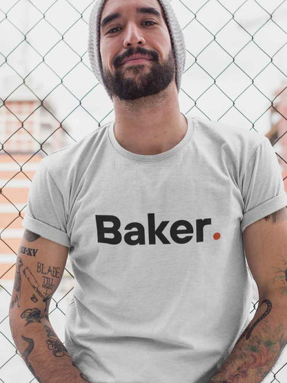 Man wearing Baker - Minimalist White Cotton T-Shirt