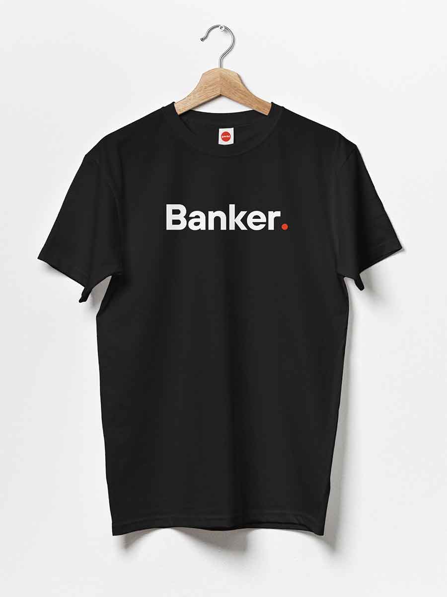Banker - Minimalist Black Cotton T-Shirt