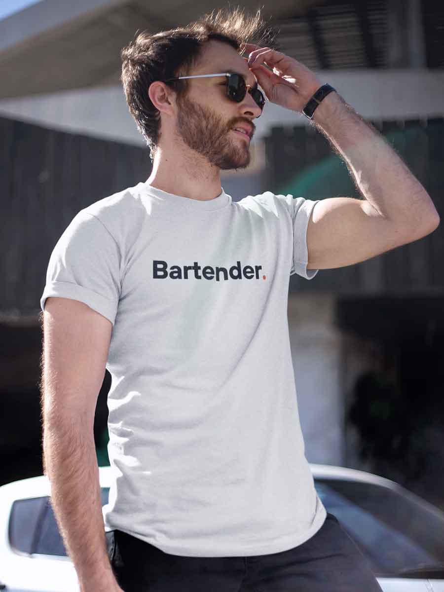 Bartender - Minimalist White Cotton T-Shirt