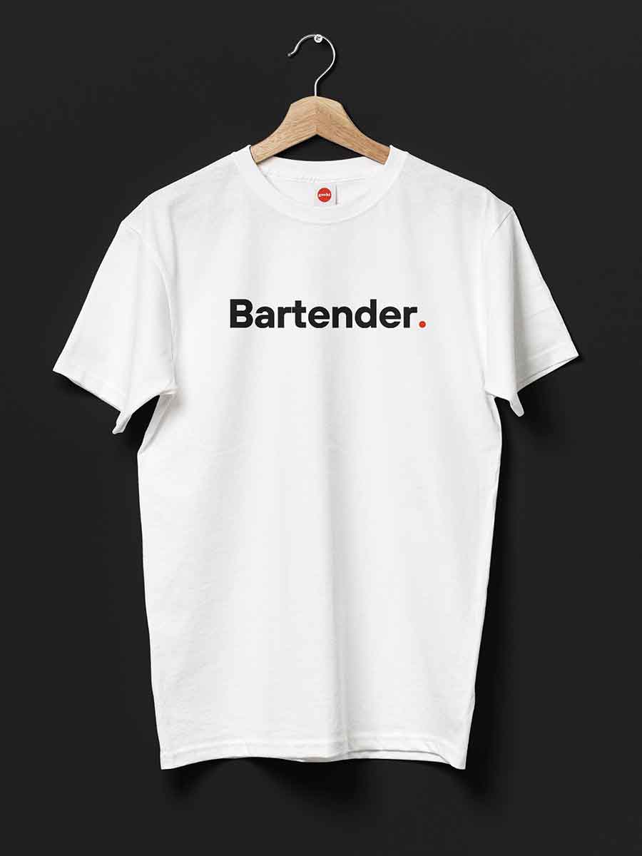 Bartender - Minimalist White Cotton T-Shirt