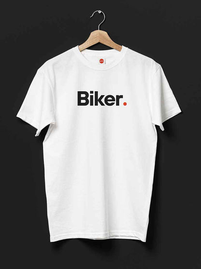 Biker - Minimalist White Cotton T-Shirt