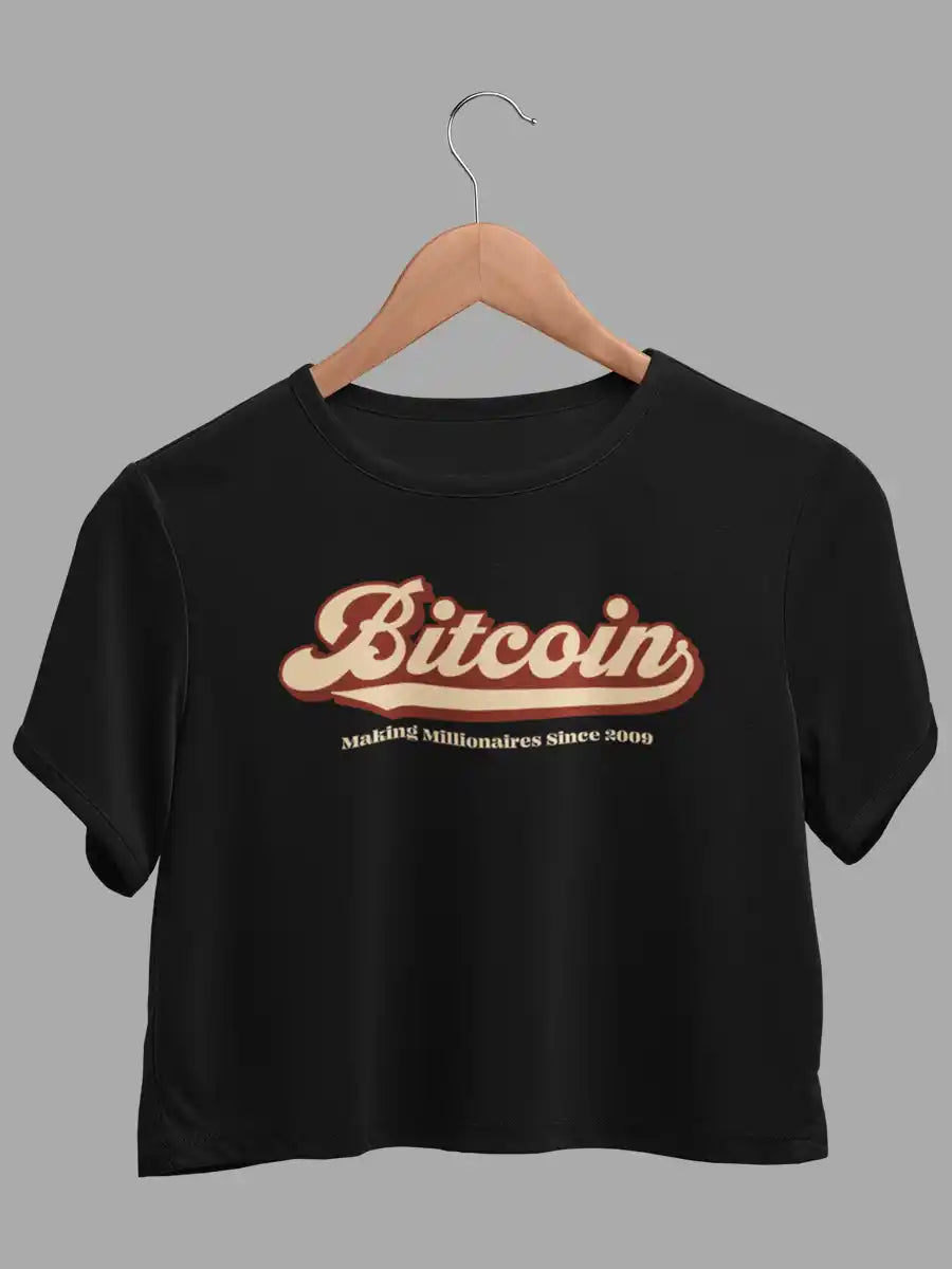 Bitcoin - Black Cotton Crop Top