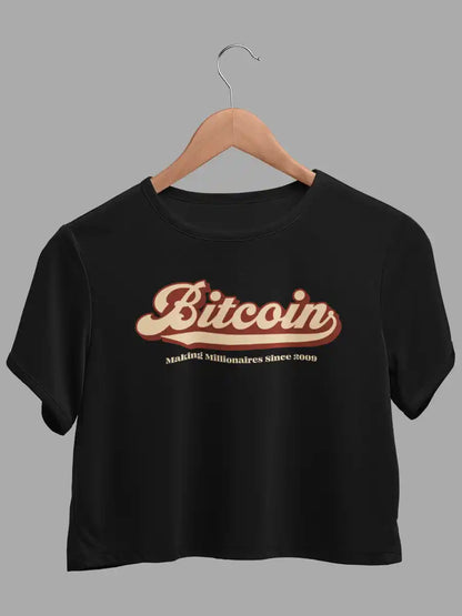 Bitcoin - Black Cotton Crop Top