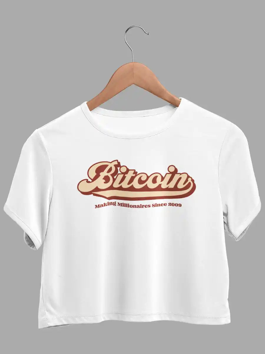 Bitcoin - White Cotton Crop Top