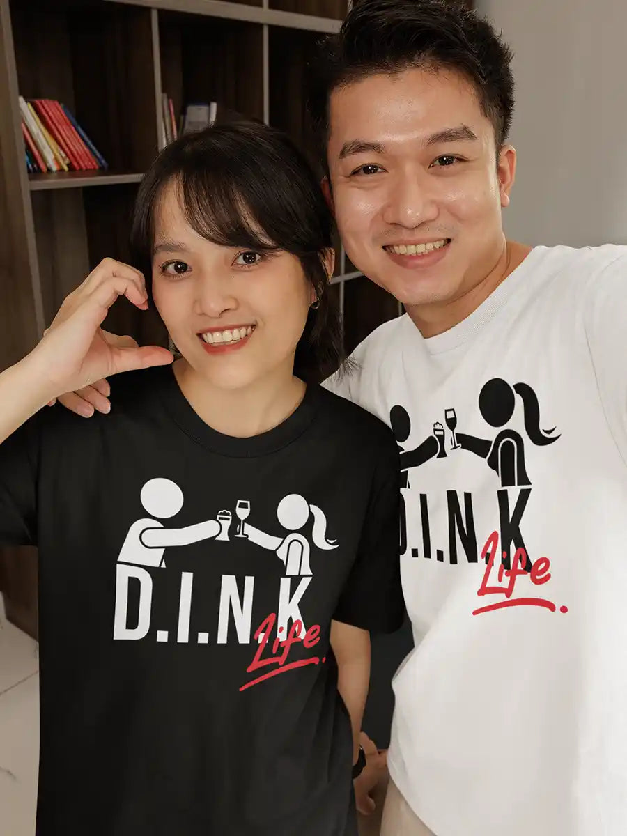 Couple wearing DINK Life - Men's Cotton T-Shirt