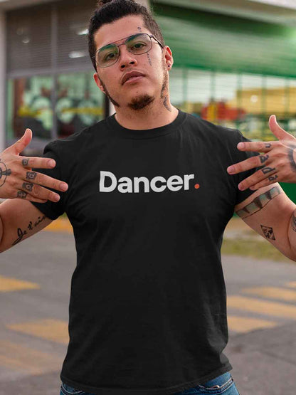 Man wearing Dancer - Minimalist Black Cotton T-Shirt
