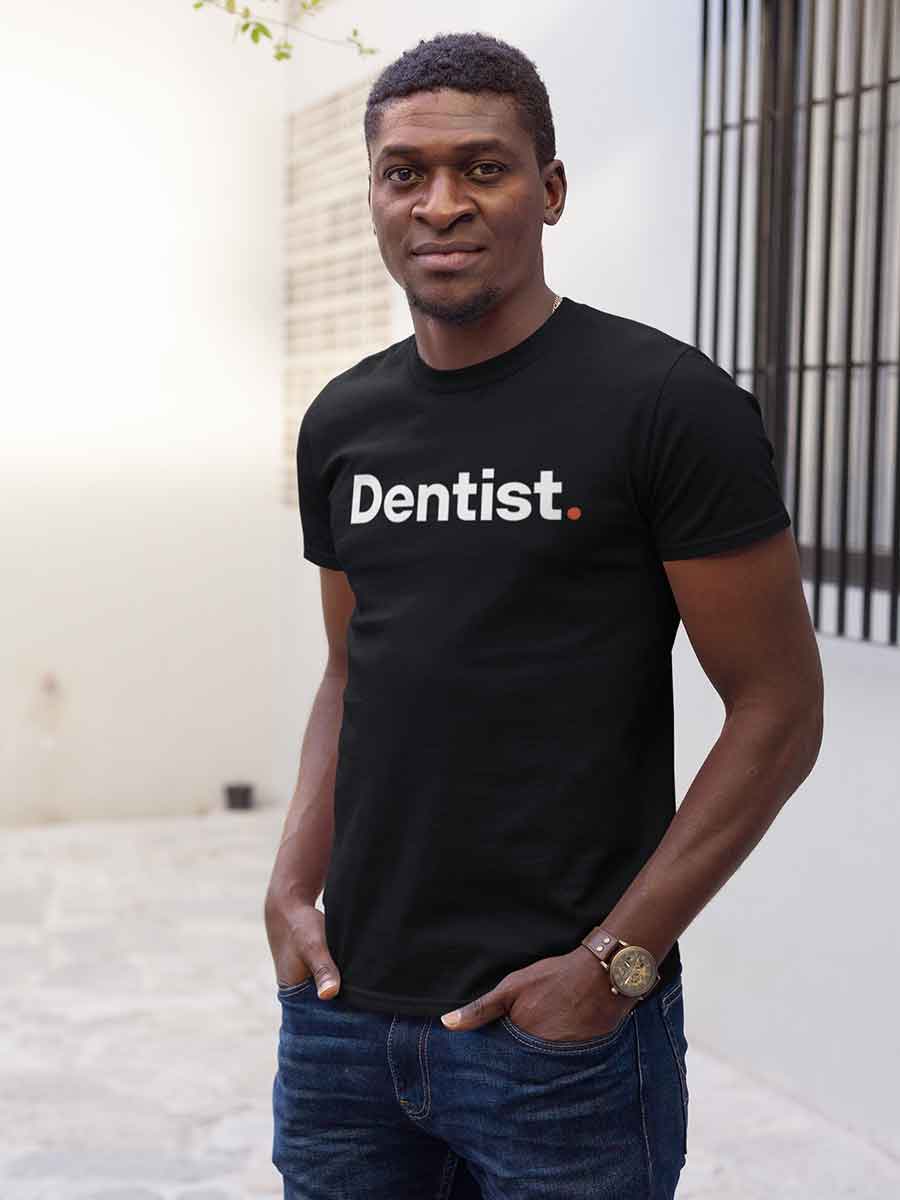 Man wearing Dentist - Minimalist Black Cotton T-Shirt