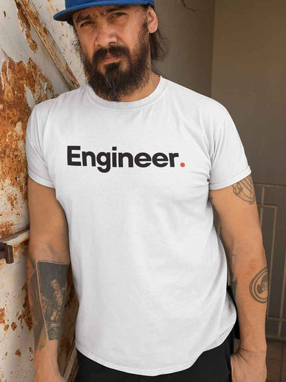 Man wearing Engineer - Minimalist White Cotton T-Shirt