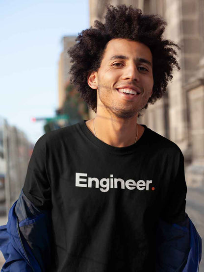 Man wearing Engineer - Minimalist Black Cotton T-Shirt