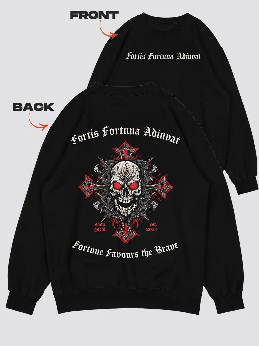Fortis Fortuna Adiuvat - Black Cotton Sweatshirt – Gochi