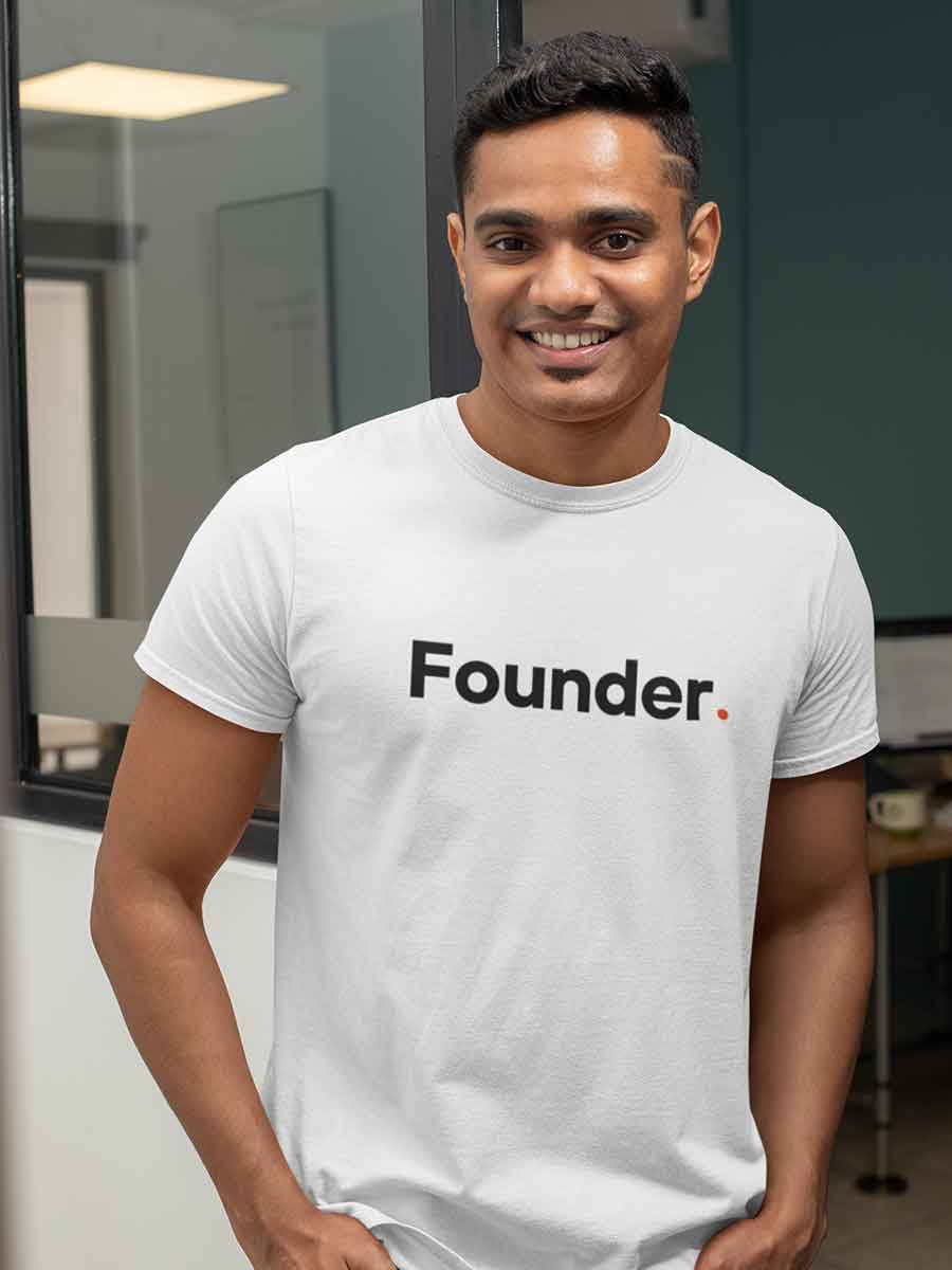 Man wearing Founder - Minimalist White Cotton T-Shirt