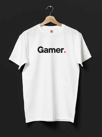 Gamer - Minimalist White Cotton  T-Shirt