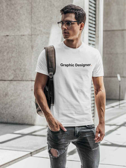 Man wearing Graphic Designer - Minimalist White Cotton T-Shirt
