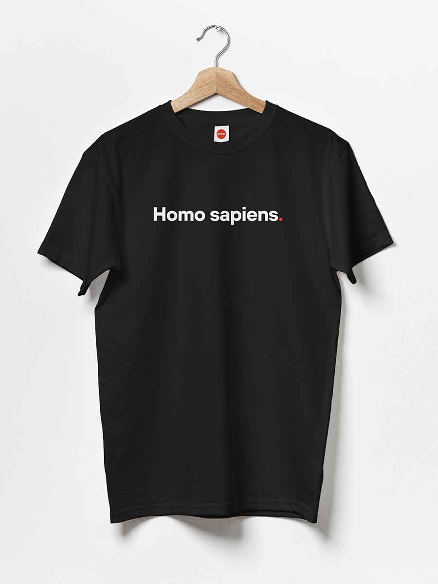 Homo sapiens - Minimalist Black Cotton T-Shirt