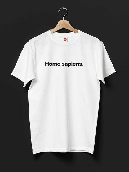 Homo sapiens - Minimalist White Cotton T-Shirt