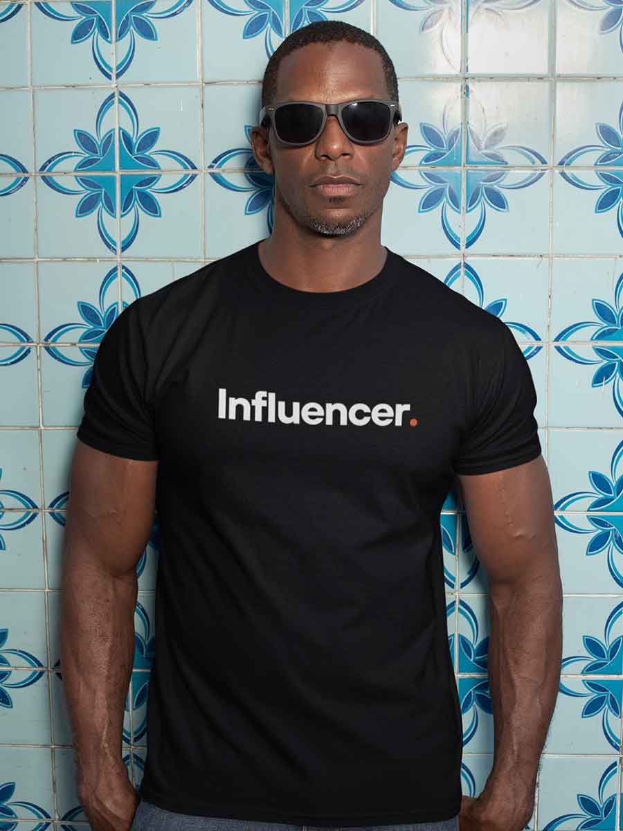 Man wearing Influencer - Minimalist Black Cotton T-Shirt