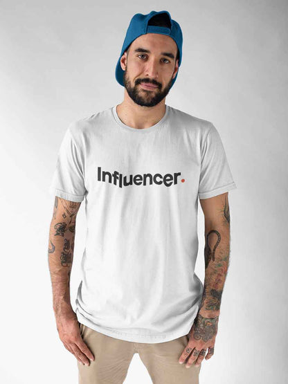 Man wearing Influencer - Minimalist White Cotton T-Shirt