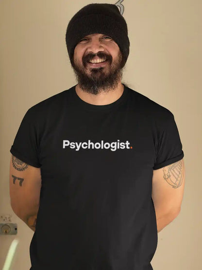 Man wearing Psychologist - Minimalist Black Cotton T-Shirt