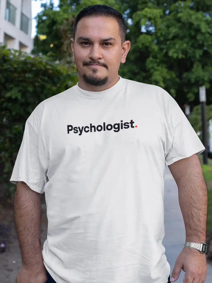 Man wearing Psychologist - Minimalist White Cotton T-Shirt