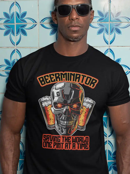 Man wearing BEERMINATOR - Black Men's T-Shirt