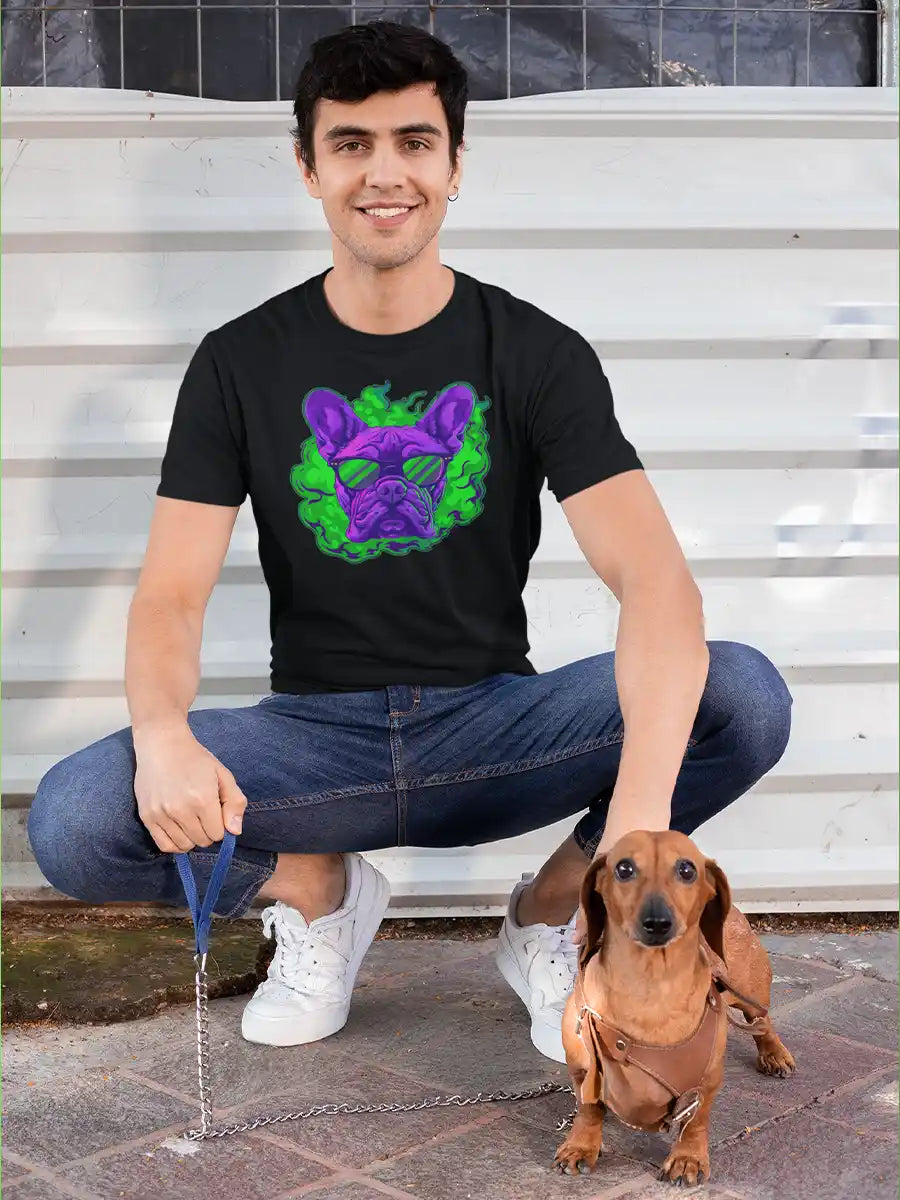 Man wearing Cool Dog - Men's Black T-Shirt