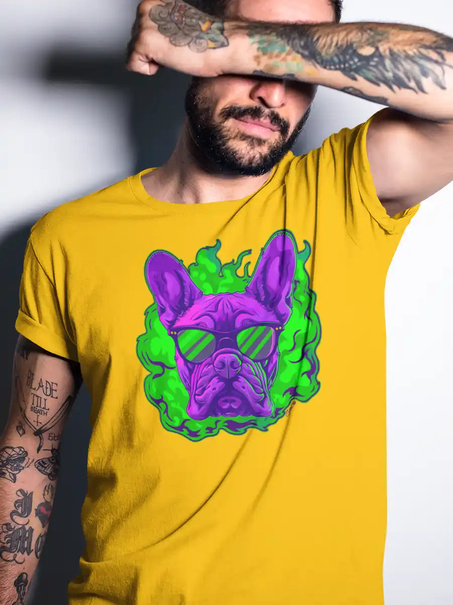 Man wearing Cool Dog - Men's Golden Yellow T-Shirt