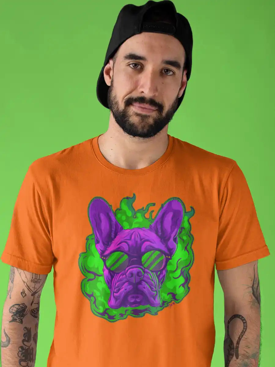 Man wearing Cool Dog - Men's Orange T-Shirt