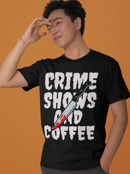 Man wearing Crime shows and Coffee - Black Men's T-Shirt