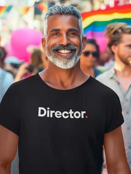 Man wearing Director - Black Minimalist Men's Cotton T-Shirt