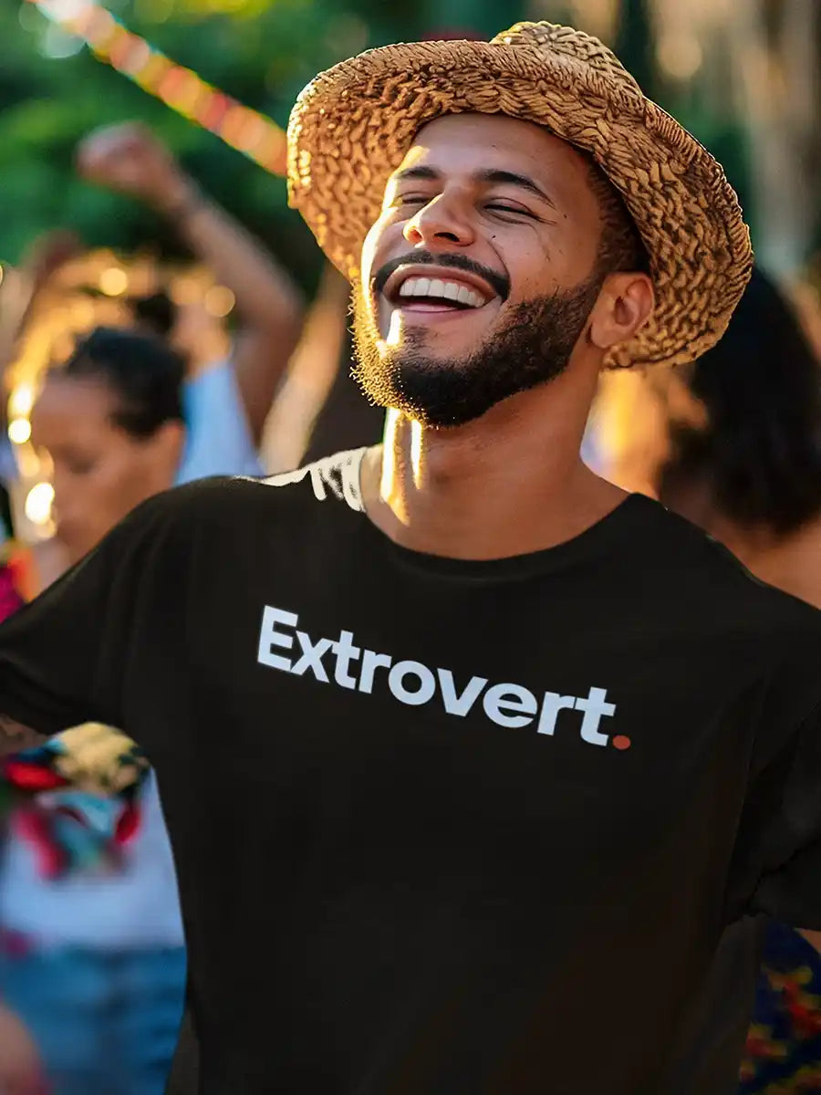 Man wearing Extrovert - Minimalist Black Cotton T-Shirt