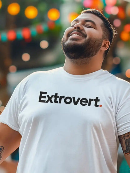 Man wearing Extrovert - Minimalist White Cotton T-Shirt