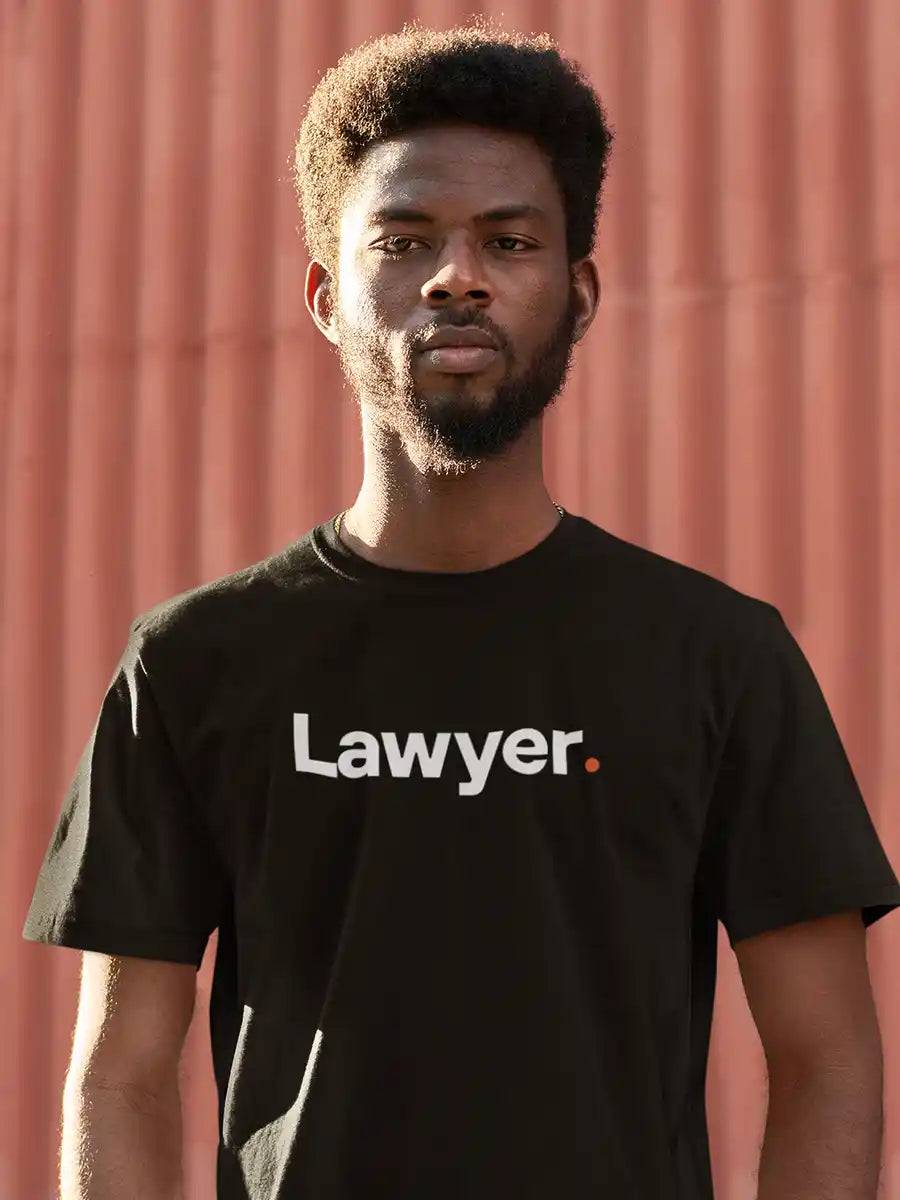 Man wearing Lawyer - Minimalist Black Cotton T-Shirt