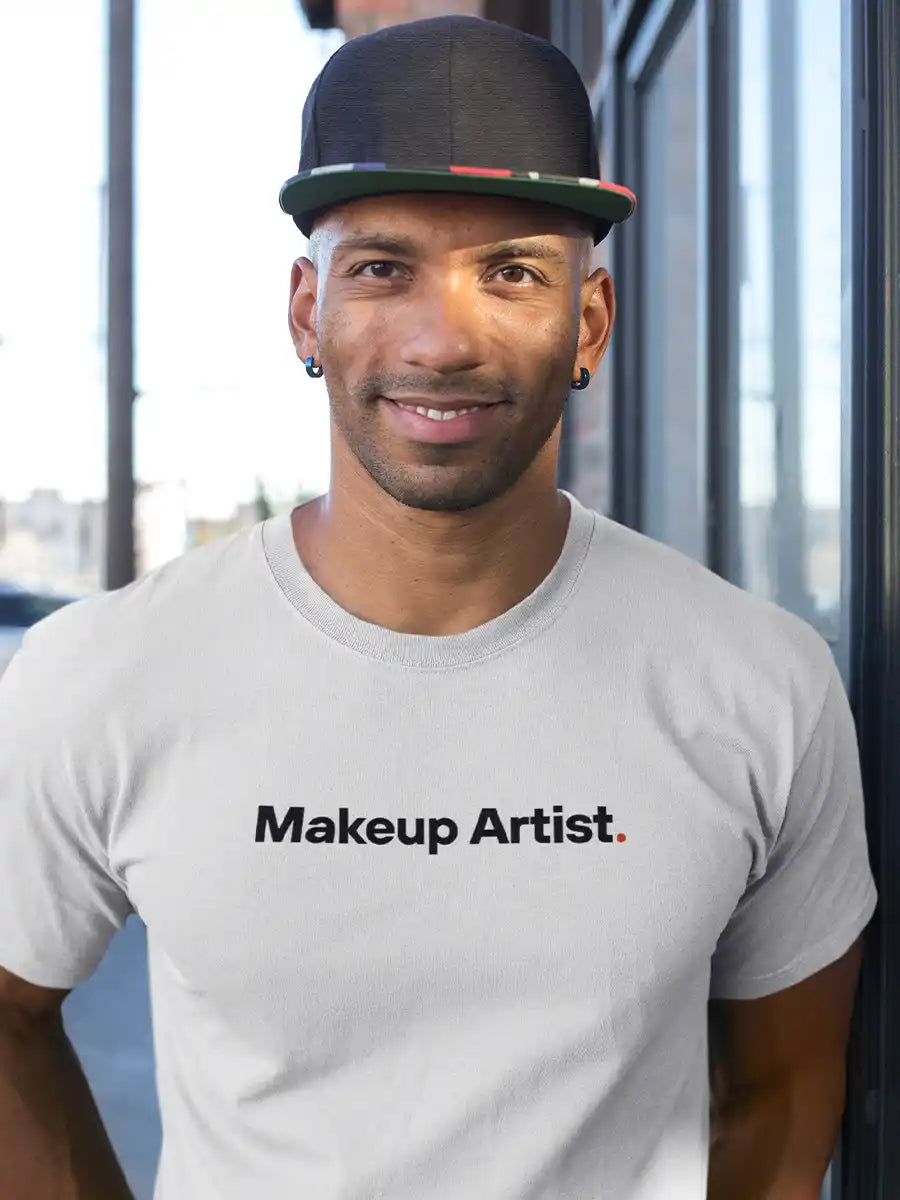 Man wearing Makeup Artist - White - Men's Cotton T-Shirt