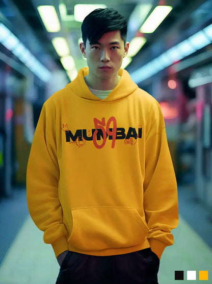 Man wearing Mumbai 59 - Graffiti - Golden Yellow Hoodie