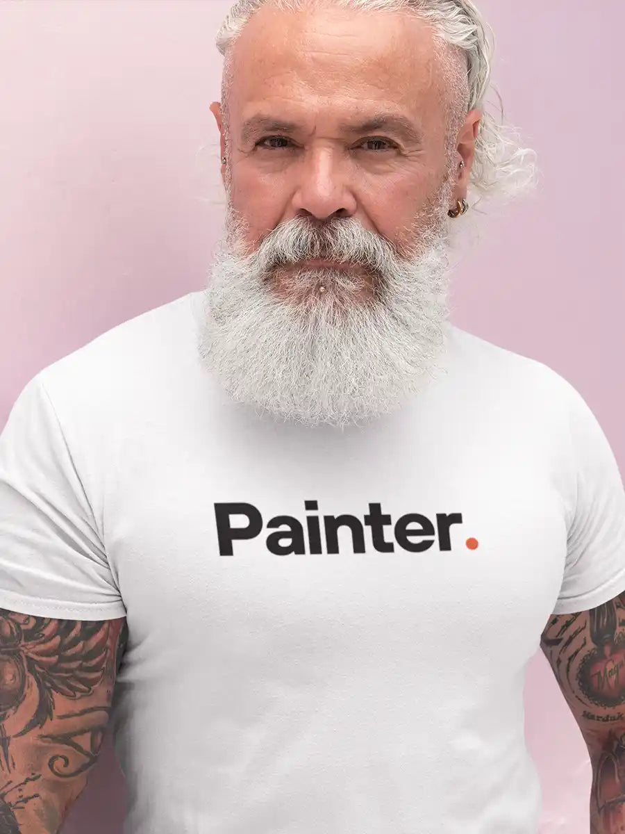 Man wearing Painter - Minimalist White Cotton T-Shirt