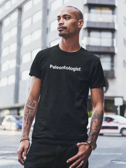 Man wearing Paleontologist - Minimal Black Cotton T-Shirt