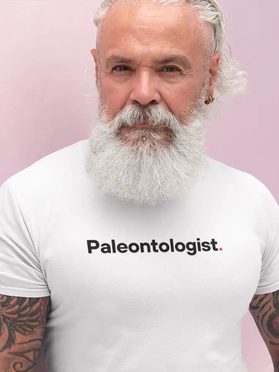 Man wearing Paleontologist - Minimal White Cotton T-Shirt