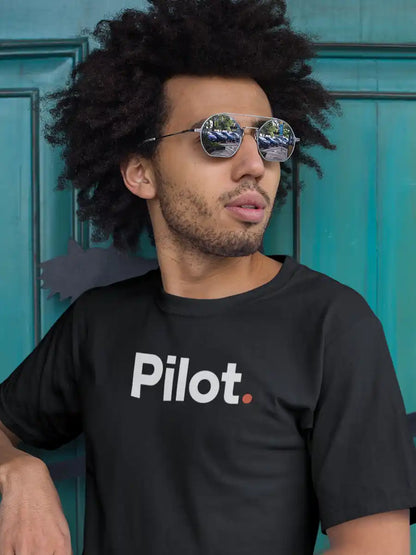 Man wearing Pilot - Minimalist Black Cotton T-Shirt