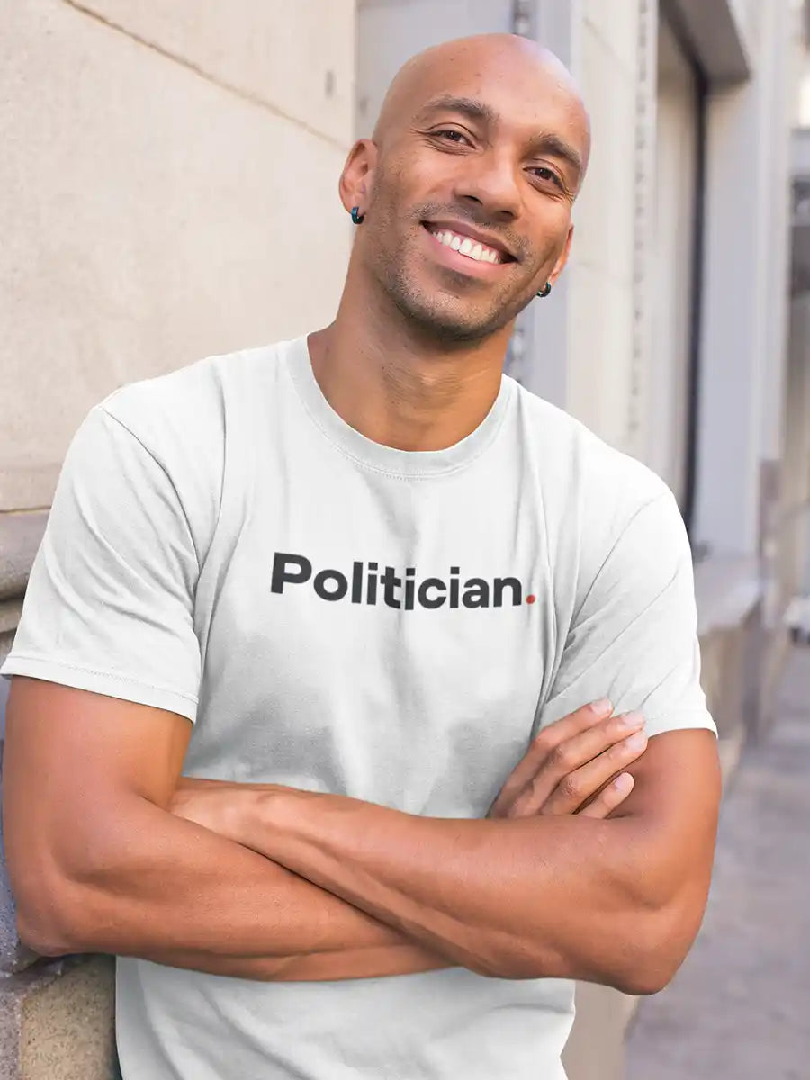 Man wearing Politician - Minimalist White Cotton T-Shirt