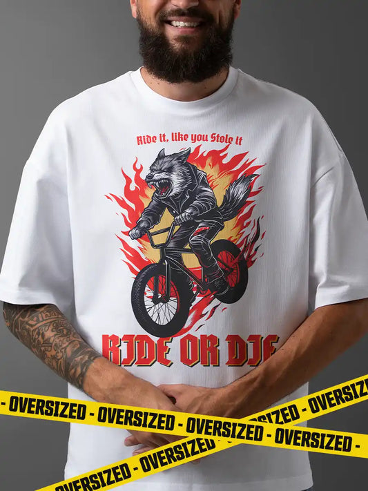 Man wearing Ride or Die - Oversized Cotton T-Shirt