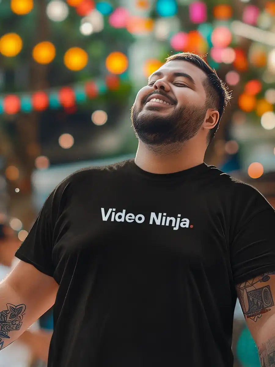 Man wearing Video Ninja - Black - Men's Cotton T-Shirt