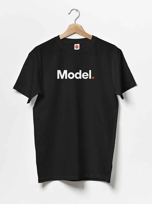 Model - Minimalist Black Cotton T-Shirt