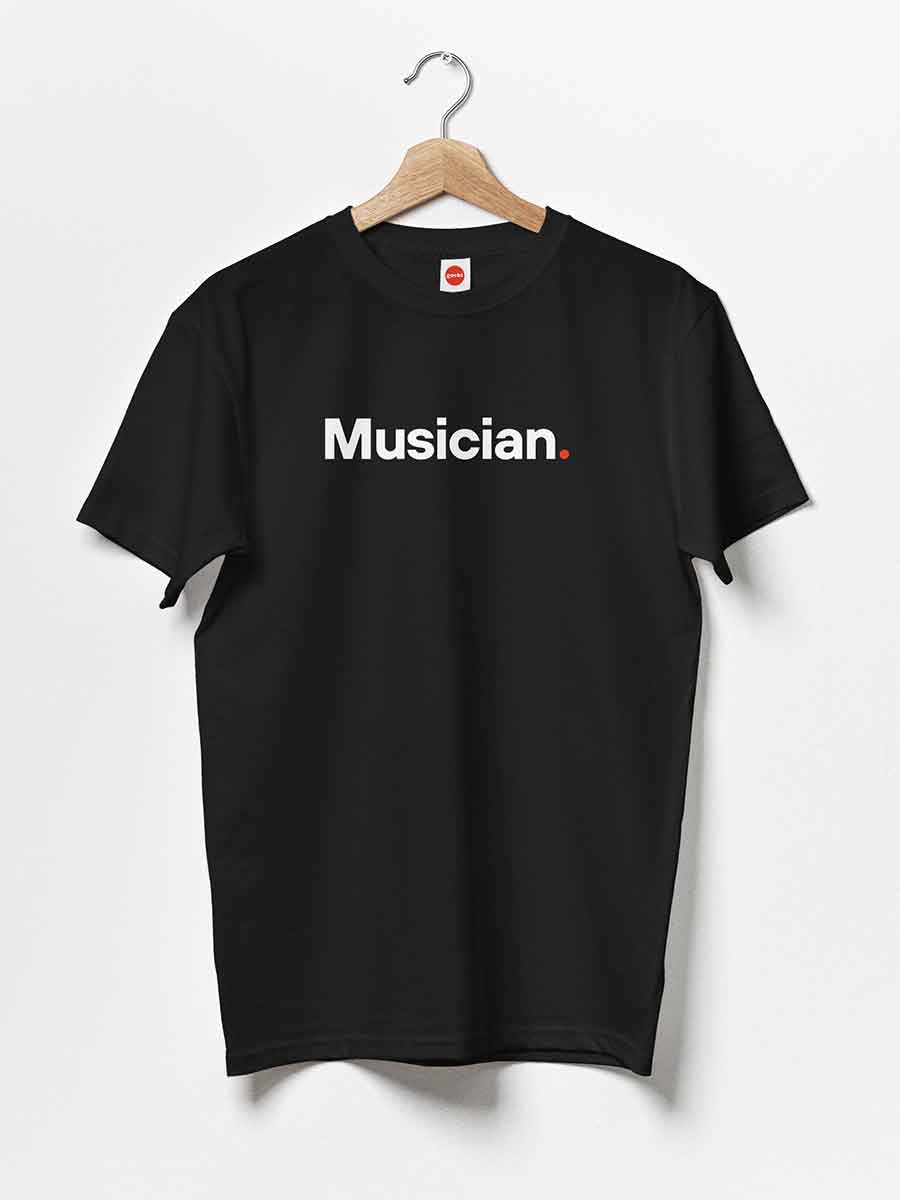 Musician - Minimalist Black Cotton T-Shirt