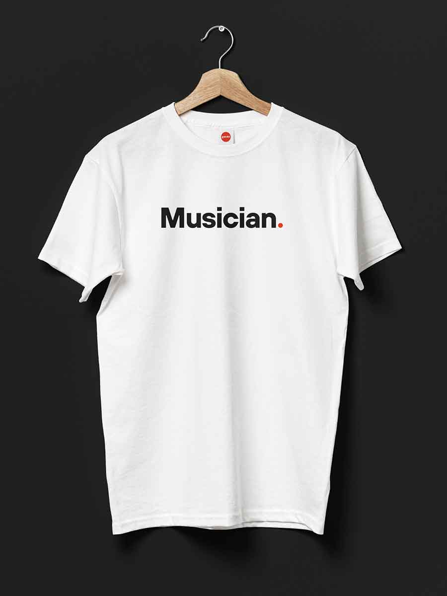 Musician - Minimalist White Cotton T-Shirt