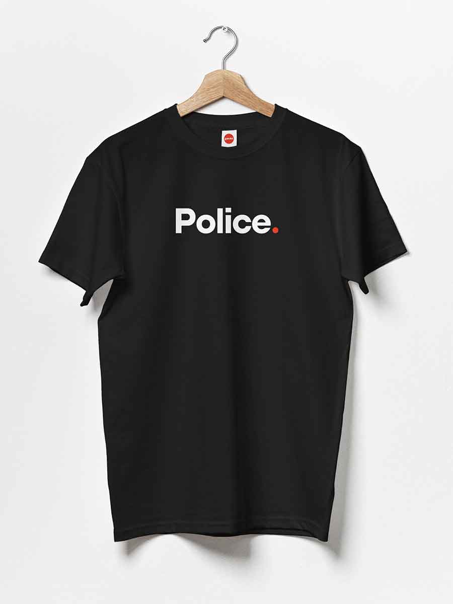 Police - Minimalist Black Cotton T-Shirt